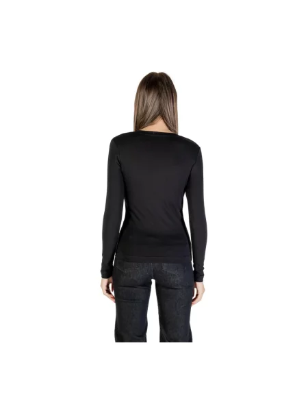 Bluzka z długim rękawem i nadrukiem z logo Guess czarna