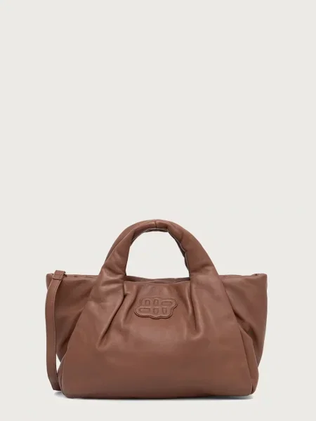 Geantă shopper Munthe din piele maro