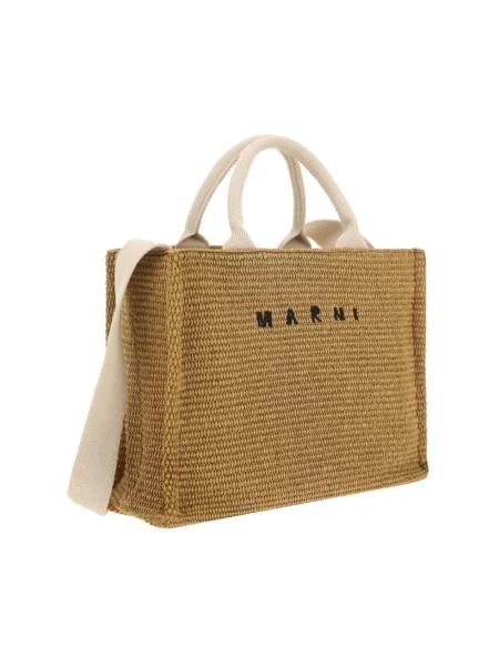Torba plażowa Marni pleciona brązowa
