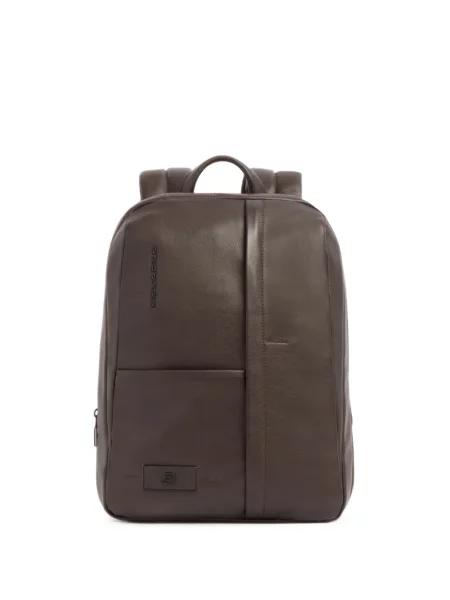 Rucsac Piquadro din piele cu aplicații maro