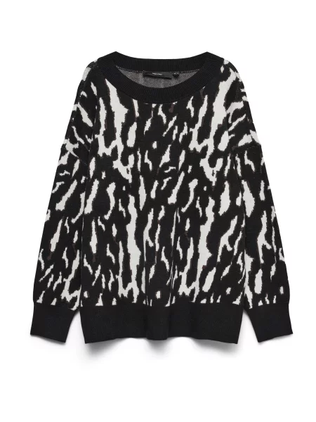 VERO MODA Pulover VMNANCY kitt / negru alb