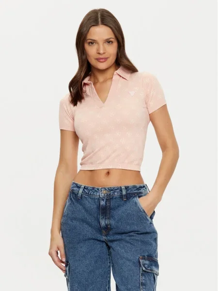 Тениска Guess RHOMBUS розово