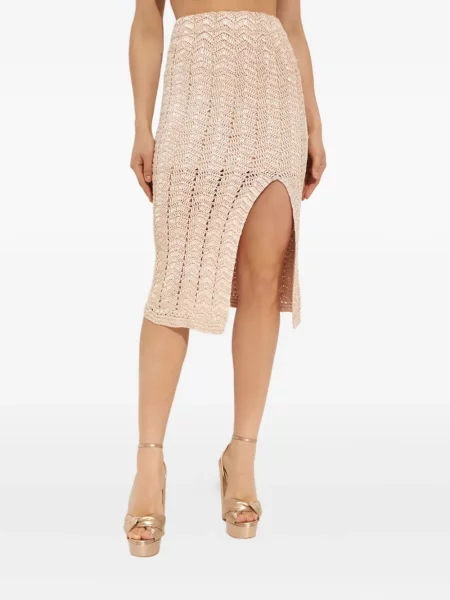 Fustă midi Loveshackfancy din dantelă până la genunchi