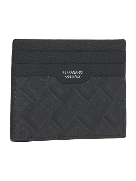 Portfel Salvatore Ferragamo skórzany z logo szary