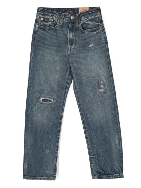 Jeansy straight leg dziecięce Polo Ralph Lauren niebieskie