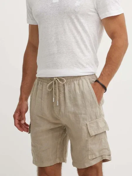 Vilebrequin pantaloni scurti din in BAIE bej