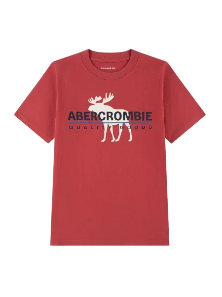 Abercrombie & Fitch Tričko červená / krémová / černá bílé