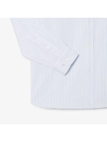 Lacoste Koszula W Paski Regular Fit biała