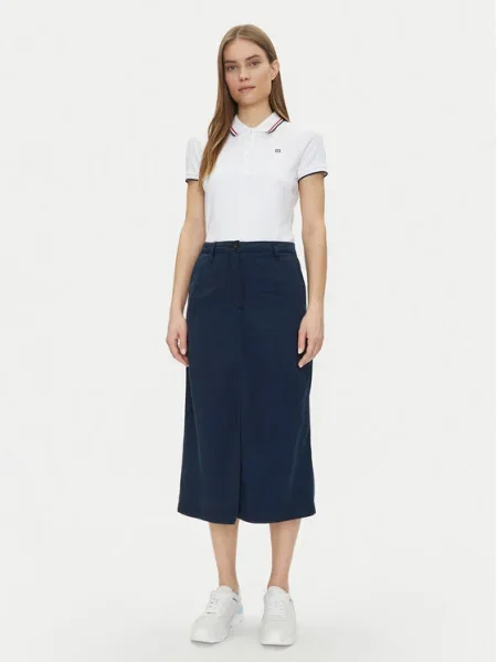 Tommy Hilfiger Миди пола Co Blend Midi Skirt Тъмносин