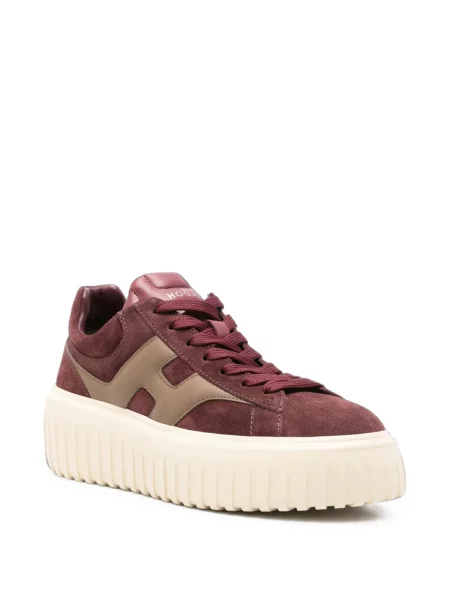 Sneakerși Hogan din piele de căprioară cu dungi cu platformă roșu