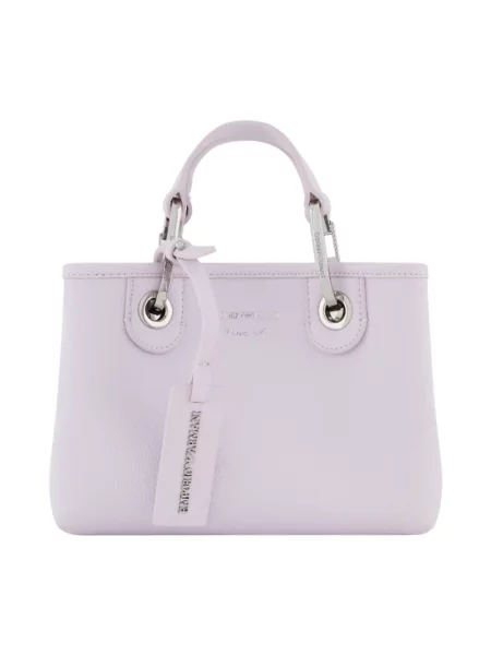 Torebka skórzana Emporio Armani skórzana z nadrukiem różowa