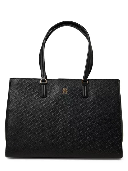 Shopperka Tommy Hilfiger ze skóry ekologicznej czarna