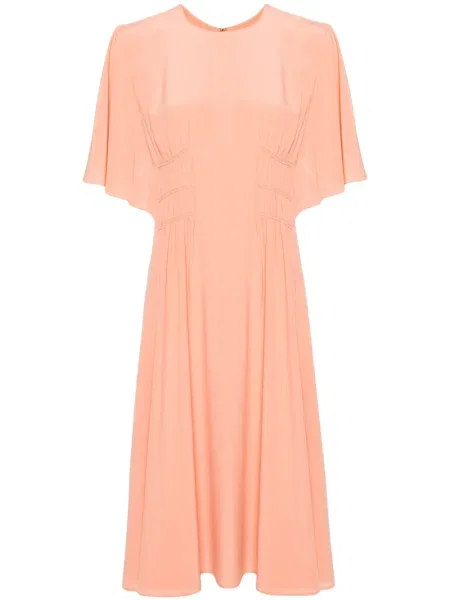 Rochie midi Chloé de mătase până la genunchi de costum roz