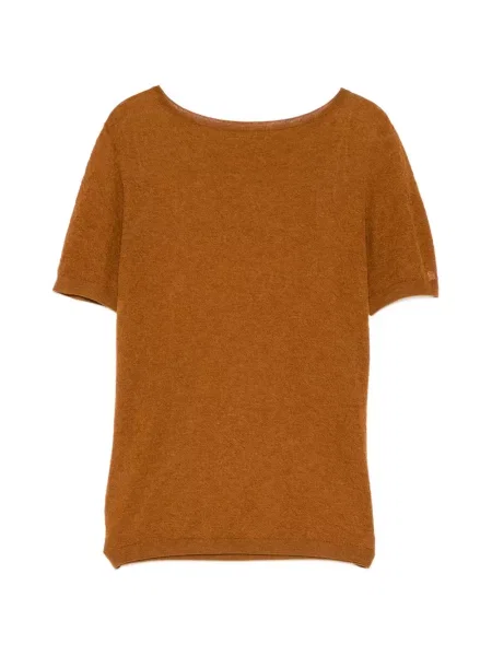 Tricou Less cu decolteu în U maro
