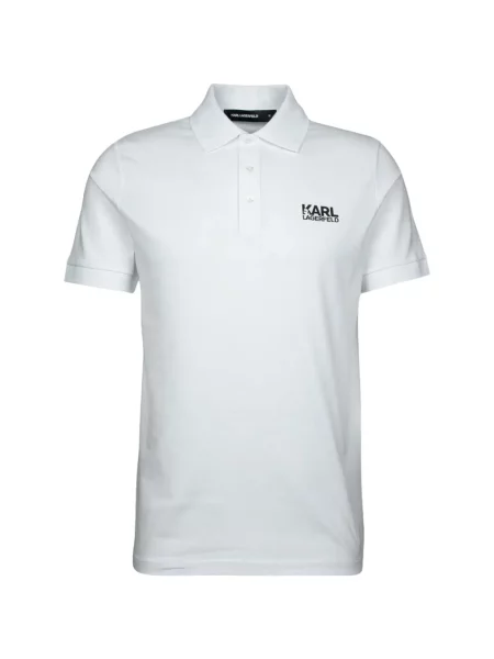 Scurt tricou polo Karl Lagerfeld cu imagine alb
