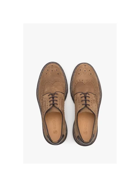 Велюровый броги Estro коричневый