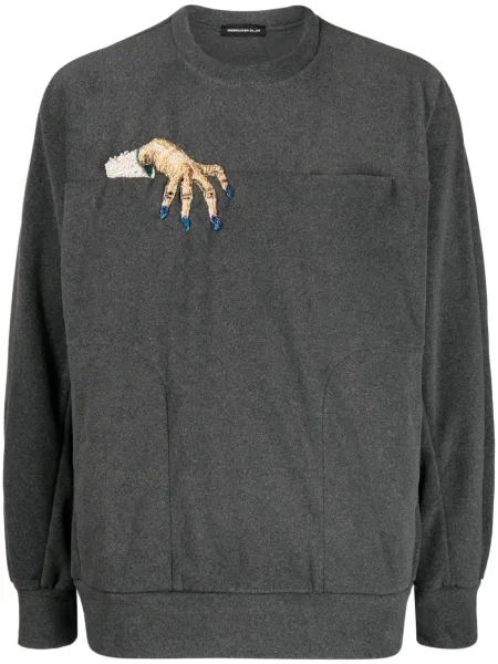 Hanorac crewneck Undercover cu broderie gri