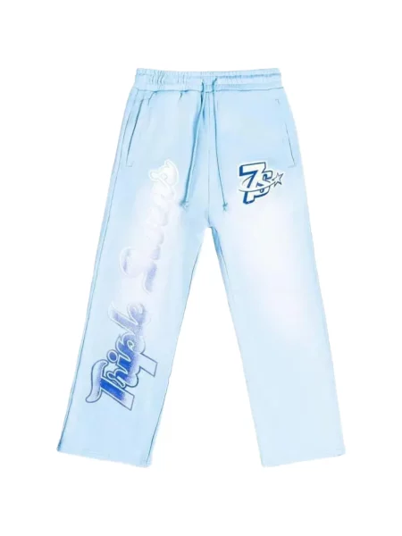 Pantaloni Triple Sevens cu imagine alergare albastru
