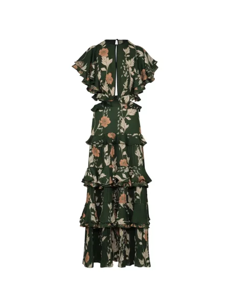 Rochie maxi Johanna Ortiz cu model floral cu imagine verde
