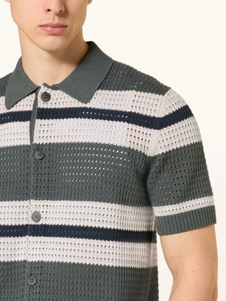 Marc O'polo Pletené Polo Tričko khaki / světle šedá
