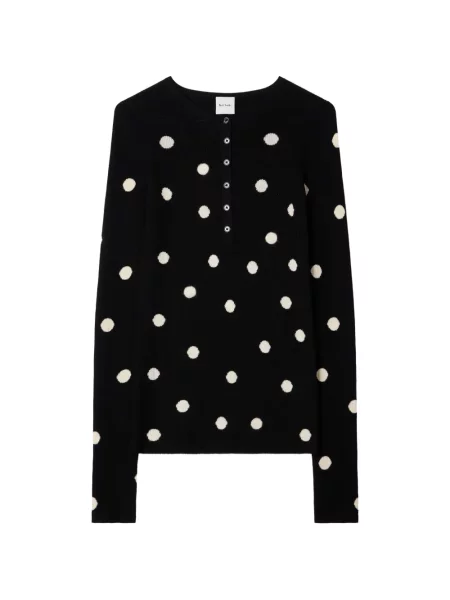 Top Paul Smith de lână cu buline cu guler henley negru
