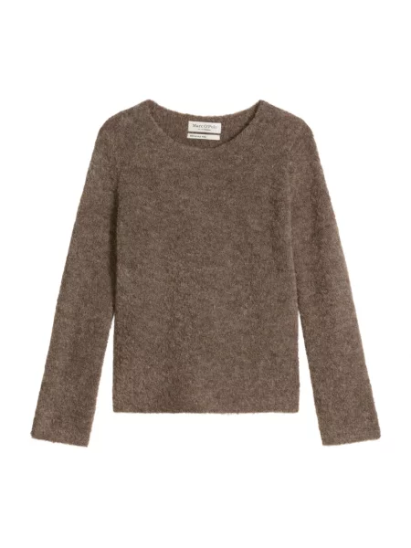 Sweter Marc O'polo wełniany z długim rękawem brązowy