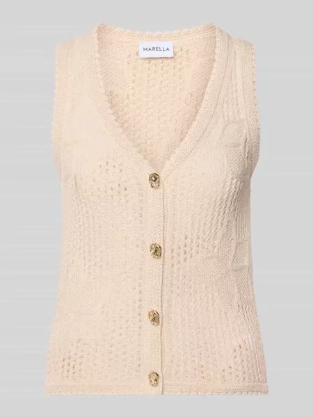 Kamizelka dzianinowa z dekoltem w serek model LASTICE' Marella biała