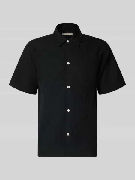 Koszula casualowa o kroju regular fit z fakturowanym wzorem model MONTAUK' Jack & Jones czarna