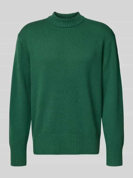 Sweter z dzianiny o kroju relaxed fit z mieszanki wełny i kaszmiru model ‘Calle’ Selected Homme zielony