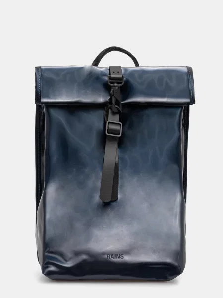 Раница Rains Rolltop Rucksack Mini голям с изчистен дизайн тъмносиньо