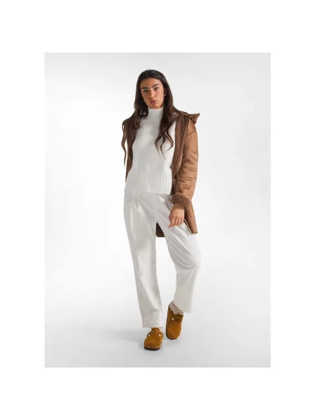 Pantaloni Deha de catifea cord alb
