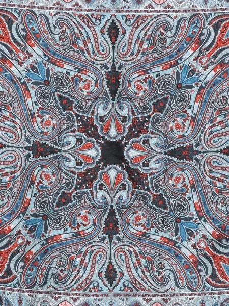 Fular Etro de mătase cu model paisley albastru