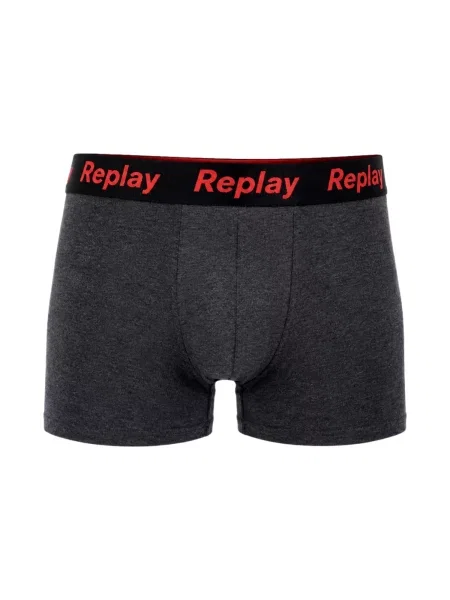 REPLAY Boxeri gri închis / roșu negru
