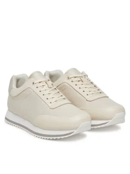 Calvin Klein Sneakersy Runner Lace Up Jacq Écru