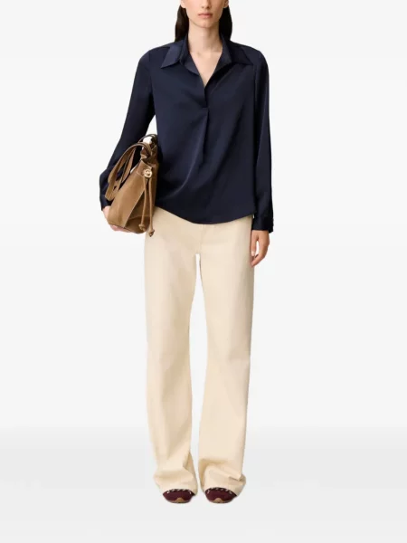 Lung bluză Claudie Pierlot din satin albastru