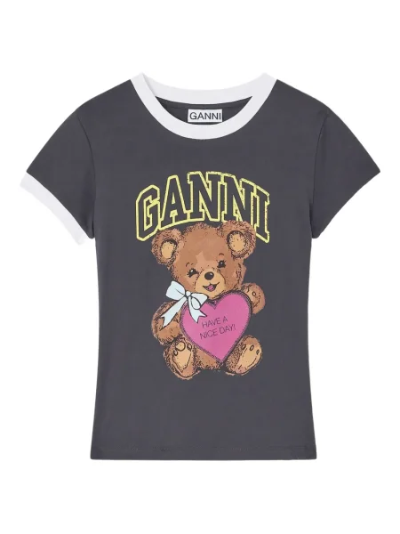 Tricou Ganni cu imagine teddy gri