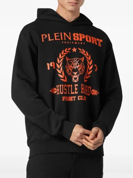 Суичър с качулка Plein Sport с принт черно