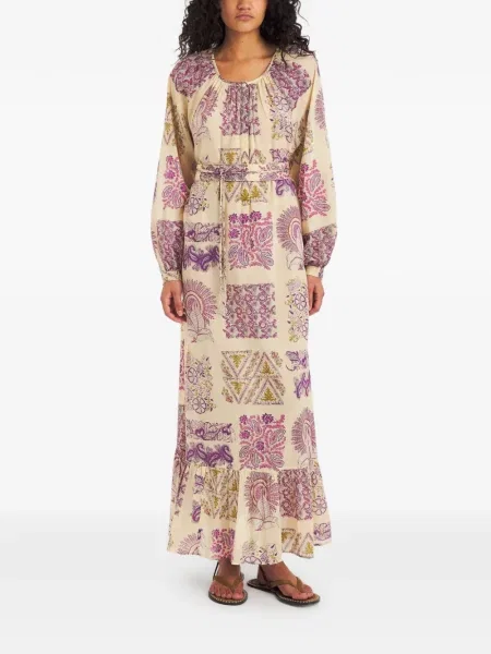 Rochie maxi Antik Batik cu imagine cu model paisley violet