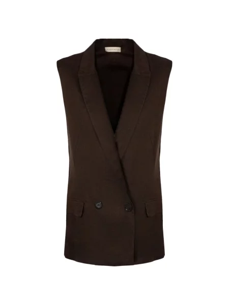 Lniana kamizelka Purotatto brązowa