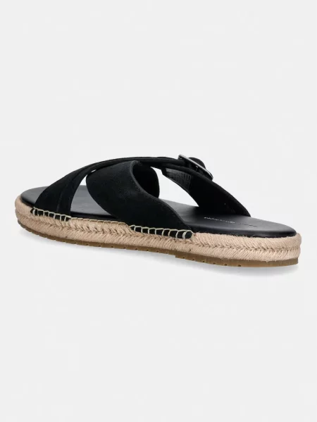 Tommy Hilfiger klapki zamszowe FLEX JUTTE BUCKLE SDE SANDAL czarne