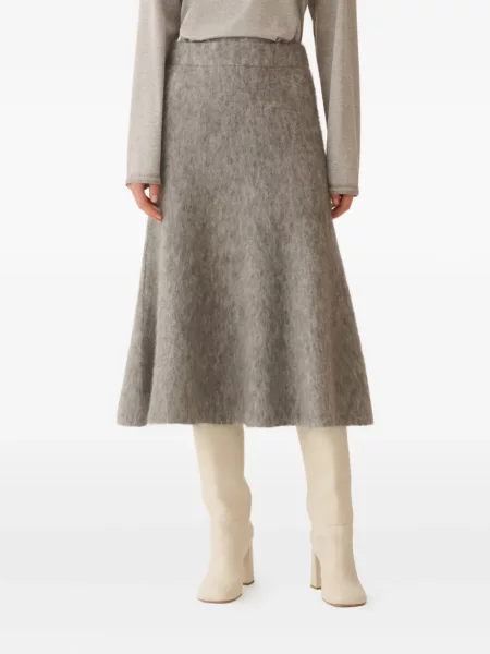Pletené zvonové midi sukně Fabiana Filippi po kolena šedé