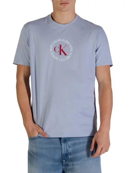 Calvin Klein Jeans Majica pastelno lila / temno rdeča bela