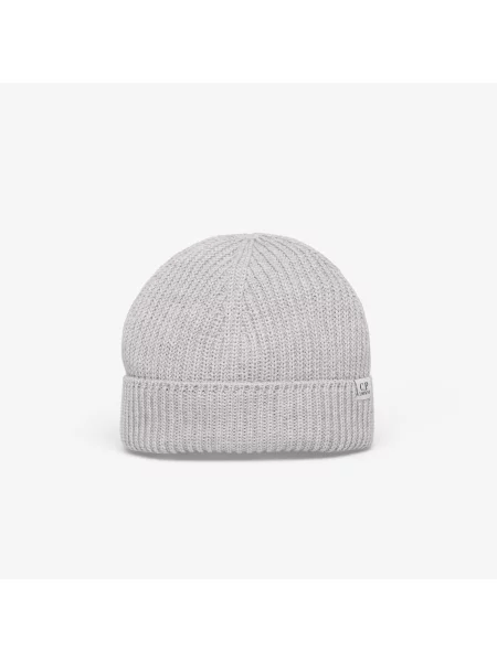 C.P. Company Extrafine Merino Wool Fisherman Beanie Moon Melange Grey Universal szara
