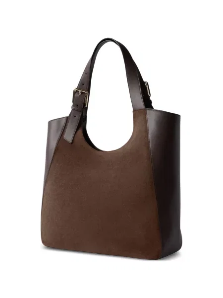Geantă shopper Furla din piele de căprioară maro