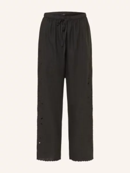 Rails Lněné Kalhoty Mirina S Prolamovanou Krajkou černá