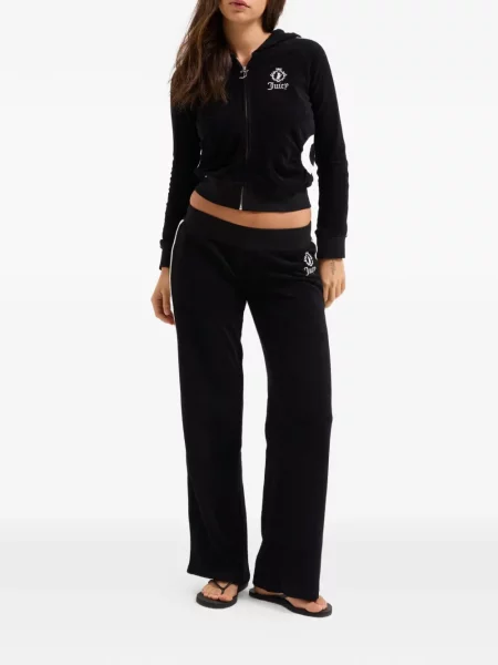 Хавлиени суичър с качулка Juicy Couture бродиран черно