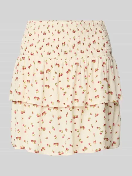 Spódnica mini z efektem dwóch warstw Review beżowa