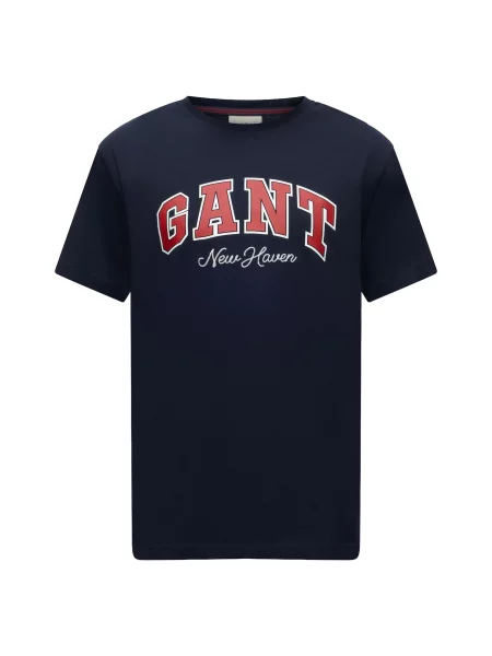 GANT Tricou albastru închis / intens roșu