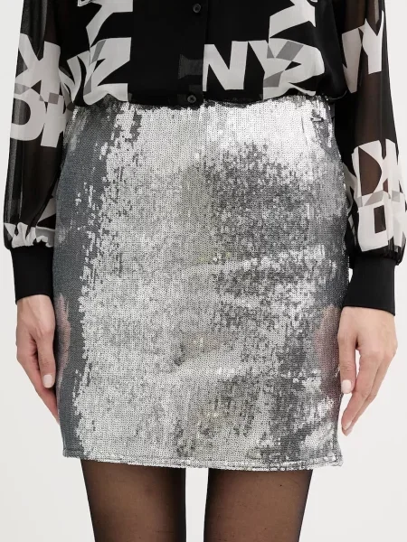 Dkny fustă mini drept argintiu