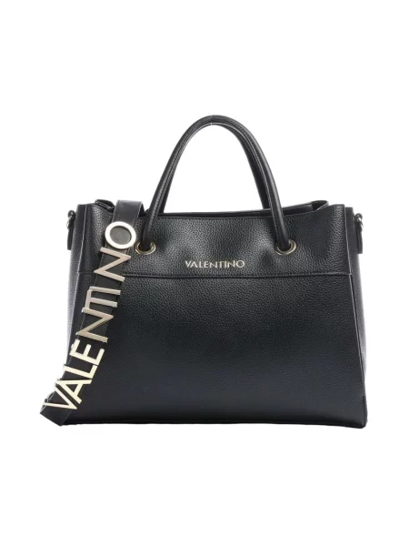 Lniana torebka Valentino By Mario Valentino czarna